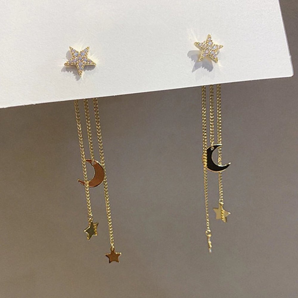 ✨Star Moon Long Tassel Dangle Earrings - Picture 4 of 4